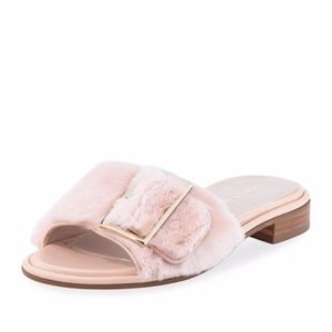 Stuart Weitzman Buckle Fur Slide BRAND NEW